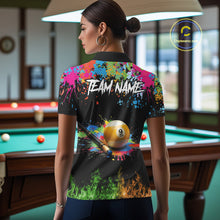 Load image into Gallery viewer, Colorful Paint &amp; Flame 9 Ball Billiard Shirt For Women Personalized Cue Billiard Team Shirt NYN3089