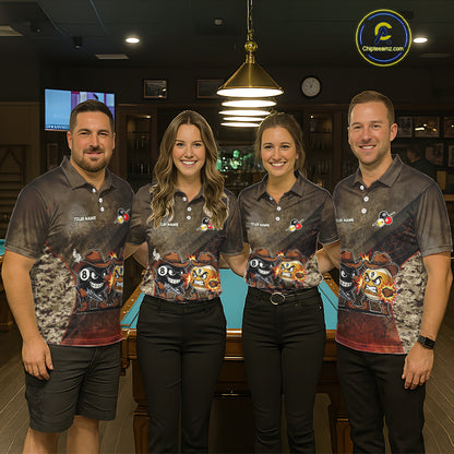 Funny Couple 8 Ball & 9 Ball Cowboys Billiard Shirt For Men Custom Brown Camo Billiard Pool Team Shirt NYN3092