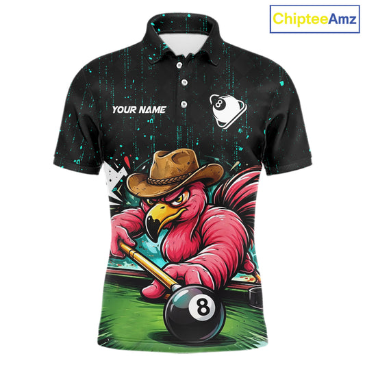 Funny Flamingo Play 8 Ball Pool Billiard Shirt For Men Custom Teal Splatter Billiard Pool Team Shirt NYN3093
