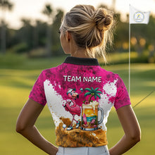 Load image into Gallery viewer, Yellow - Pink Grunge Womens Golf Polo Shirt Custom Flamingo Summer Tropical Golf Team Clothing NYN3263