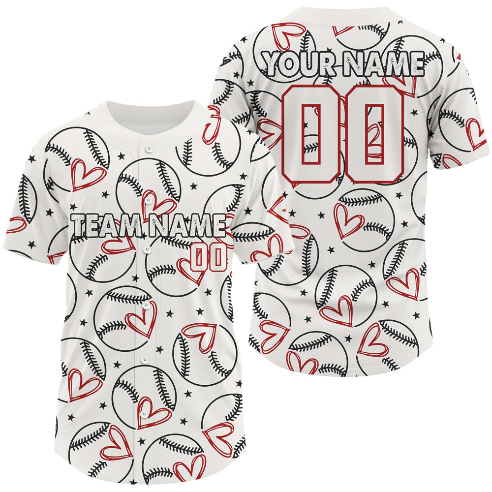 Custom Baseball Jersey For Men Personalized Heart & Baseball, Youth Baseball Jerseys NYN1134