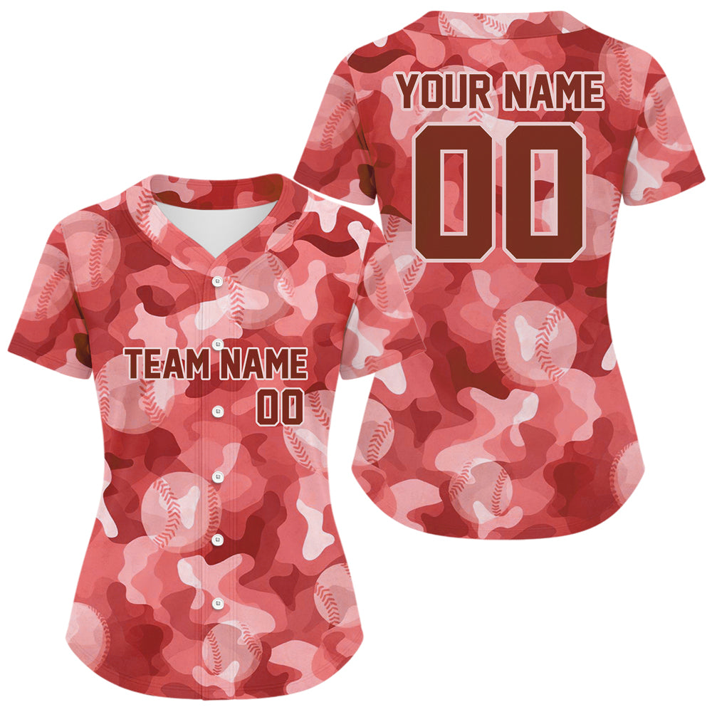 Custom Camouflage Baseball Jersey For Women Personalized Youth Baseball Jerseys | Red NYN1141