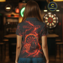 Load image into Gallery viewer, Custom Red Flames Grim Reaper Lightning Dart Women Polo Jerseys Outfits Dart Gifts NYN1719
