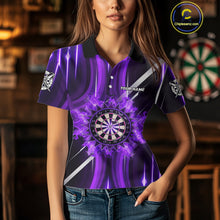 Load image into Gallery viewer, Custom Purple Flames Dartboard Flower Women Darts Polo Shirt Dart Team Jersey Gifts NYN1987