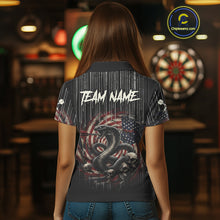 Load image into Gallery viewer, Custom US Flag Cobra Skull Swirl Vintage Women Darts Polo Shirt Retro Dart Jersey Gifts NYN1988