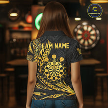Load image into Gallery viewer, Personalized Black &amp; Gold Tribal Darts Polo &amp; Quarter-Zip Custom Dart Shirts For Women Dart Jerseys  NYN2885