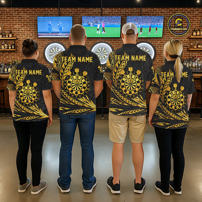 Personalized Black & Gold Tribal Darts Polo & Quarter-Zip Custom Dart Shirts For Men Dart Jerseys  NYN2885