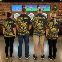 Load image into Gallery viewer, Personalized Black &amp; Gold Tribal Darts Polo &amp; Quarter-Zip Custom Dart Shirts For Men Dart Jerseys  NYN2885