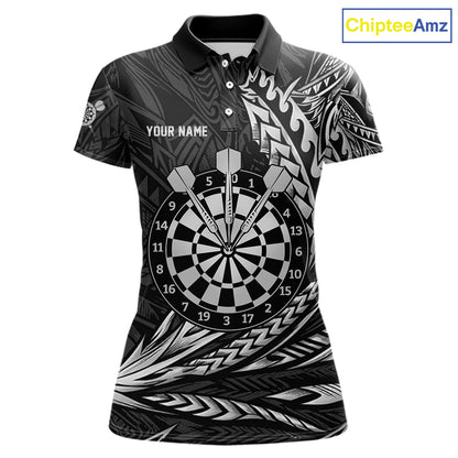 Personalized Black & Silver Tribal Darts Polo & Quarter-Zip Custom Dart Shirts For Women Dart Jerseys  NYN2886