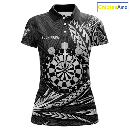 Personalized Black & Silver Tribal Darts Polo & Quarter-Zip Custom Dart Shirts For Women Dart Jerseys  NYN2886