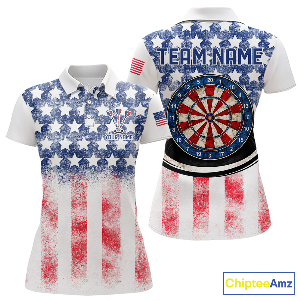 Custom American Flag Dart Shirts For Women Patriotic Dart Team Shirt Darter Outfits Attire NYN2888