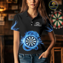 Load image into Gallery viewer, Custom Dragon Lighting Blue Dartboard Dart Polo Jerseys For Women Dart Team Shirt NYN1723
