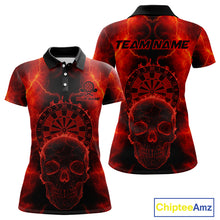 Load image into Gallery viewer, Custom Red Skull Lightning Dartboard Dart Polo Jerseys For Women Outfits Dart Shirts NYN1727