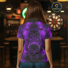 Load image into Gallery viewer, Custom Purple Skull Lightning Dartboard Dart Polo Jerseys For Women Outfits Dart Shirts NYN1728