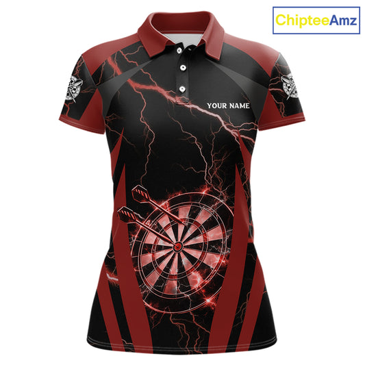 Custom Thunder Lightning Darts Polo & 1/4 Zip Shirt For Women Red Darts Thunder Team Jerseys NYN2889