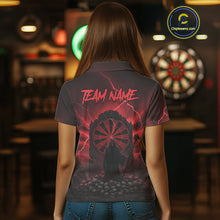 Load image into Gallery viewer, Custom Multi-Skull Lightning Red Dartboard Dart Women Polo Jerseys Grim Reaper Dart Shirts NYN1736