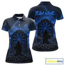 Load image into Gallery viewer, Custom Multi-Skull Lightning Blue Dartboard Dart Women Polo Jerseys Grim Reaper Dart Shirts NYN1738