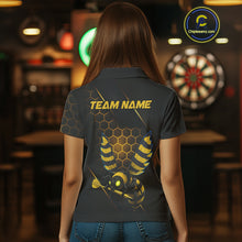 Load image into Gallery viewer, Custom Black &amp; Yellow Funny Bee Gold Dart Arrow Dart Women Polo Jerseys Outfits Dart Shirts NYN1735