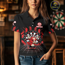 Load image into Gallery viewer, Custom Black And Red Geometry Funny Bull Dart Arrow Polo Dart Shirt For Women Dart Jerseys NYN2008
