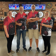 Load image into Gallery viewer, Red Grunge Dragon Dartboard Custom Women Darts Polo League Shirts Dragon Dart Jerseys NYN2239