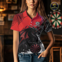 Load image into Gallery viewer, Red Grunge Dragon Dartboard Custom Women Darts Polo League Shirts Dragon Dart Jerseys NYN2239