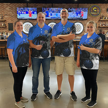Load image into Gallery viewer, Blue Grunge Dragon Dartboard Custom Women Darts Polo League Shirts Dragon Dart Jerseys NYN2240