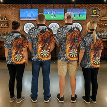 Load image into Gallery viewer, Orange Leopard Flame Dartboard Custom Women Darts Polo League Shirts Grunge Dart Jerseys NYN2241