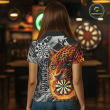 Load image into Gallery viewer, Orange Leopard Flame Dartboard Custom Women Darts Polo League Shirts Grunge Dart Jerseys NYN2241