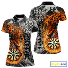 Load image into Gallery viewer, Orange Leopard Flame Dartboard Custom Women Darts Polo League Shirts Grunge Dart Jerseys NYN2241