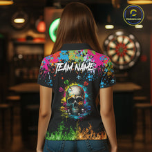 Load image into Gallery viewer, Custom Colorful Skull Dart Arrow Fire Flame Women Darts Polo League Shirts Dart Jerseys NYN2242