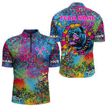 Load image into Gallery viewer, Custom Colorful Bulldog Funny Dart Shirts Polo &amp; 1/4 Zip For Men, Dart Jerseys NYN0007
