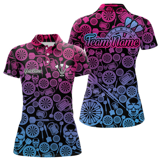 Colorful Gradient Dartboards Funny Dart Shirts For Women, Custom Dart Jerseys NYN0008