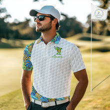 Load image into Gallery viewer, Golfing Turtle Mens Golf Polo Shirt Custom Tropical Pattern Monstera Golf Team Shirts NYN2907