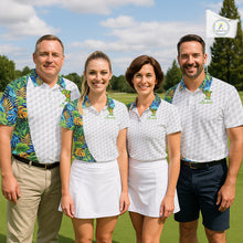 Load image into Gallery viewer, Golfing Turtle Mens Golf Polo Shirt Custom Tropical Pattern Monstera Golf Team Shirts NYN2907