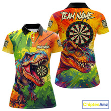 Load image into Gallery viewer, Colorful Dinosaur Funny Darts Shirt For Women Custom Splatter Paint Dart Outfits Jerseys NYN3116