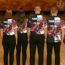 Load image into Gallery viewer, Red, White And Black US Flag Men Bowling Shirt Custom Patriotic Dragon Fire Flame Bowling Team Jersey NYN3276