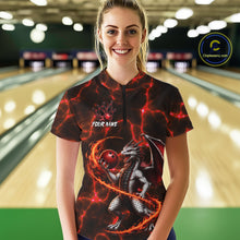 Load image into Gallery viewer, Thunder Lightning Dragon Bowling Shirt For Women Custom Fire Flame Bowling Team Outfits | Red NYN3282