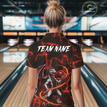 Load image into Gallery viewer, Thunder Lightning Dragon Bowling Shirt For Women Custom Fire Flame Bowling Team Outfits | Red NYN3282