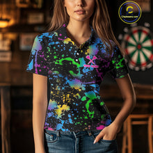 Load image into Gallery viewer, Custom Colorful Dartboard Funny Dart Polo Shirts For Women, Dart Team Jerseys NYN0792