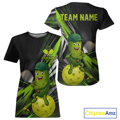 Funny Grunge Pickle Women's Pickleball T-Shirt, Personalized Funny Pickle Tournament Shirt, Grunge Mascot Apparel, Recreational Pickleball Tee, Fun Sportswear