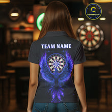 Load image into Gallery viewer, Custom Funny Flame Phoenix Blue Dartboard Dart Women Polo Jerseys Outfits Dart Shirts NYN1745