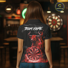 Load image into Gallery viewer, Red Funny Bull Fire Flame Dartboard Custom Women  Darts Polo League Shirts Dart Jerseys NYN2244