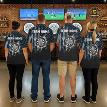 Load image into Gallery viewer, Custom Blue US Flag Water Dartboard Women Darts Polo League Shirts Patriotic Dart Jerseys NYN2246