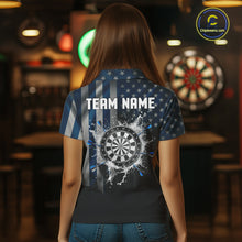 Load image into Gallery viewer, Custom Blue US Flag Water Dartboard Women Darts Polo League Shirts Patriotic Dart Jerseys NYN2246