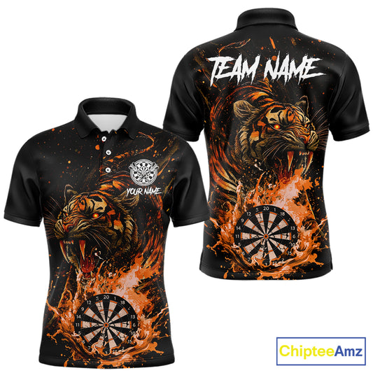 Custom Orange Horror Tiger Grunge Men Darts Polo League Shirts Splatter Dart Jerseys NYN2251