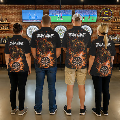 Custom Orange Horror Tiger Grunge Men Darts Quarter-Zip League Shirts Splatter Dart Jerseys NYN2251