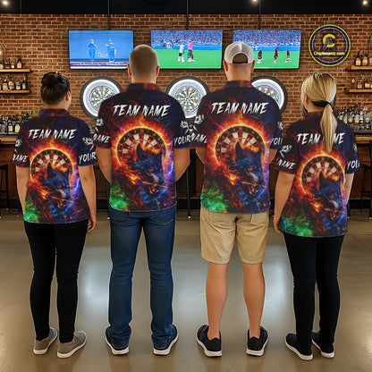 Colorful Lightning Funny Wolf Flame Dartboard Women Darts Polo Shirt Custom Outfits Dart Jerseys NYN2540