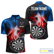 Load image into Gallery viewer, Smoke US Flag Colorful Heart Dartboard Men Darts Valentine Shirt Custom Dart 1/4-Zip Couple Gifts NYN2544