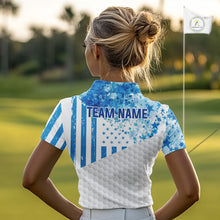 Load image into Gallery viewer, White And Blue American Flag Golf Polos Shirts For Women Custom Patriotic Womens Golf Attire NYN2913