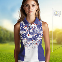 Load image into Gallery viewer, Womens Sleeveless Golf Polo Shirt Camouflage US Flag Custom Patriotic Golf Team Shirts, Golf Gifts NYN2916